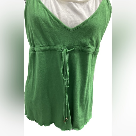 🌞Green/White Tee Halter Top     Sz L - Picture 2 of 6
